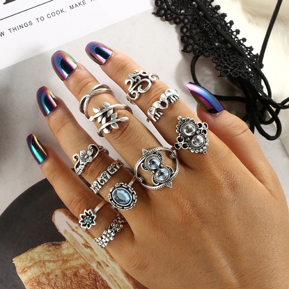 NEW 11pc boho ring set - Picture 2 of 3